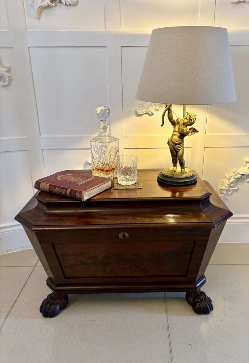 Antique Regency Quality Figured Mahogany Freestanding Wine Cooler